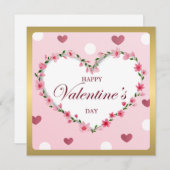 ピンクローズフローラハートバレンタインデギフト (正面/裏面)