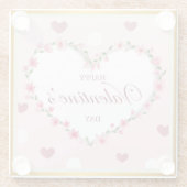 ピンクローズフローラハートバレンタインデギフト ガラスコースター (裏面)