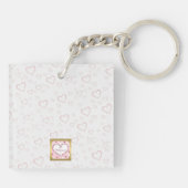 ピンクローズフローラハートバレンタインデギフト キーホルダー (裏面)