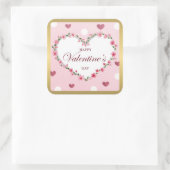 ピンクローズフローラハートバレンタインデギフト スクエアシール (バッグ)