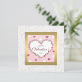 ピンクローズフローラハートバレンタインデギフト 招待状 (スタンド正面)