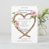 ピンクローズフローラハート南西ブライダルシャワー 招待状 (スタンド正面)