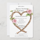 ピンクローズフローラハート南西ブライダルシャワー 招待状 (正面)