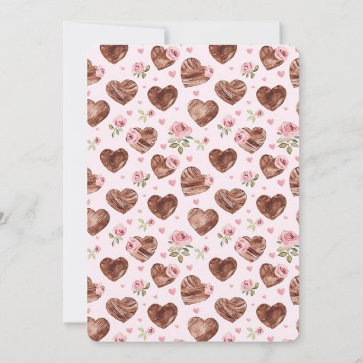 ピンクローズフローラハート16誕生日 招待状 (裏面)