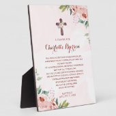 ピンクローズフローラバプテスマ祈りの言葉サイン フォトプラーク (側面)