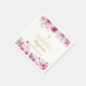 ピンクローズフローラバプテスマ《キリスト教》洗礼式や命名式 スタンダードカクテルナプキン (角)