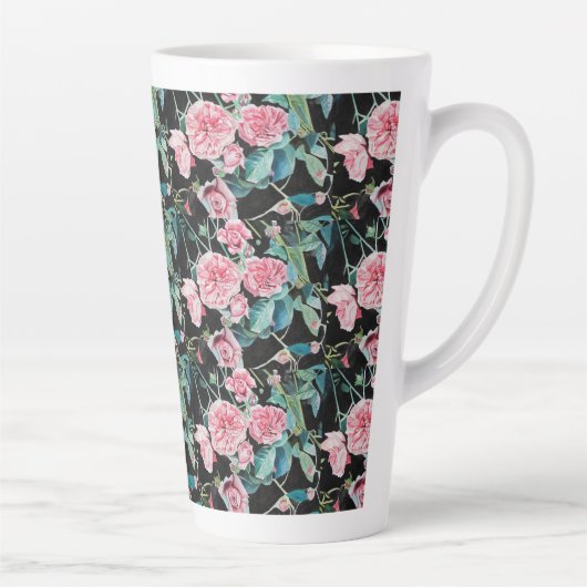 ピンクローズフローラバラヴィンテージキャベツフラワー カフェラテマグ (右)