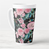 ピンクローズフローラバラヴィンテージキャベツマザー カフェラテマグ (左アングル)