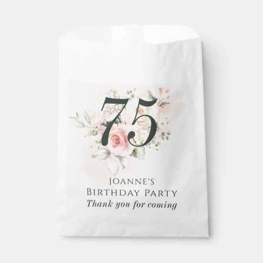 ピンクローズフローラバンチエイジ誕生日パーティー フェイバーバッグ (正面)