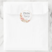 ピンクローズフローラパーソナライズされた《キリスト教》洗礼式や命名式 ラウンドシール (バッグ)