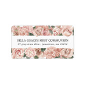 ピンクローズフローラファースト差出人住所 ラベル (正面)