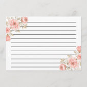 ピンクローズフローラブライダルシャワーレシピカード エンクロージャーカード (裏面)
