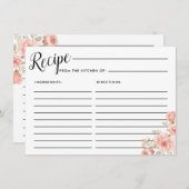 ピンクローズフローラブライダルシャワーレシピカード エンクロージャーカード (正面/裏面)