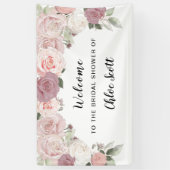 ピンクローズフローラブライダルシャワー歓迎 横断幕 (縦)