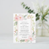 ピンクローズフローラブライダルシャワー インビテーションポストカード (スタンド正面)