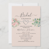ピンクローズフローラブライダルシャワー 招待状 (正面)