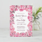 ピンクローズフローラブライダルシャワー 招待状 (スタンド正面)