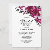 ピンクローズフローラブライダルシャワー 招待状 (正面)