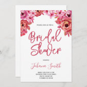 ピンクローズフローラブライダルシャワー 招待状 (正面/裏面)