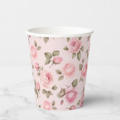 ピンクローズフローラブライダルシャワー 紙コップ (正面)
