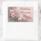 ピンクローズフローラブーケラベンダー 長方形シール (バッグ)