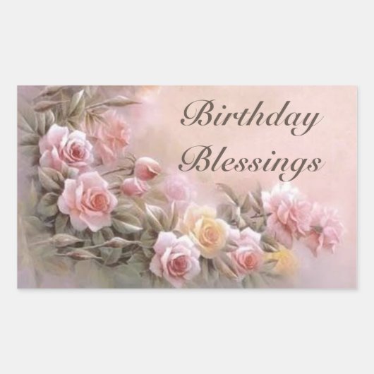 ピンクローズフローラブーケラベンダー 長方形シール (正面)