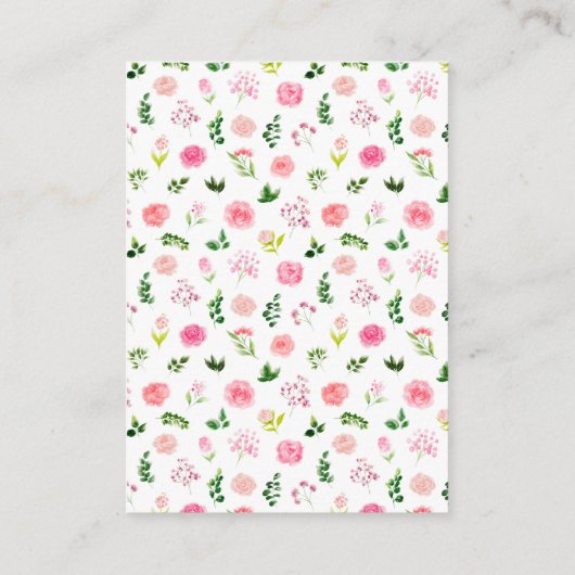 ピンクローズフローラベビーディスプレイシャワー エンクロージャーカード (裏面)