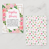 ピンクローズフローラベビーディスプレイシャワー エンクロージャーカード (正面/裏面)
