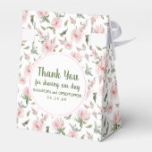 ピンクローズフローラホワイトボーパーソナライズされたズ結婚ズ フェイバーボックス (裏面サイド)