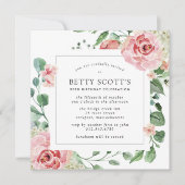 ピンクローズフローラボタニカル90thバースデーパーティー 招待状 (正面)