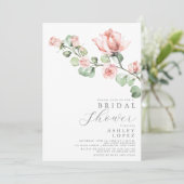 ピンクローズフローラミニマルエレガントブライダルシャワー 招待状 (スタンド正面)