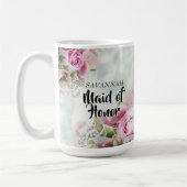 ピンクローズフローラメイド・オブ・オーナー（花嫁付き添い人）結婚式の引き出物 コーヒーマグカップ (左)