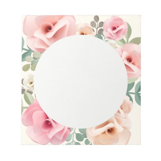 ピンクローズフローラメモ帳 ノートパッド (正面)