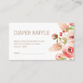 ピンクローズフローラリースベビーシャワーおむつラッフル エンクロージャーカード (正面)