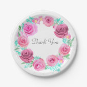 ピンクローズフローラリース ペーパープレート (正面)