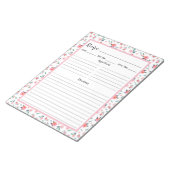 ピンクローズフローラルパターンレシピ ノートパッド (アングル)