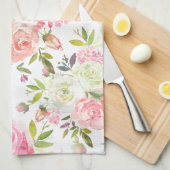 ピンクローズフローラヴィンテージスタイルキッチンタオル キッチンタオル (四つ折り)