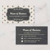 ピンクローズフローラヴィンテージ壁紙と黒板 名刺 (正面/裏面)