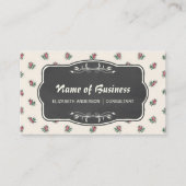 ピンクローズフローラヴィンテージ壁紙と黒板 名刺 (正面)