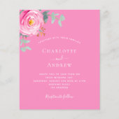 ピンクローズフローラ予算結婚式招待状 (正面)