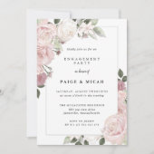 ピンクローズフローラ婚約パーティ 招待状 (正面)