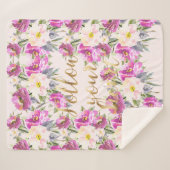 ピンクローズフローラ後を追金ゴールドユーハート シェルパブランケット (正面(横))