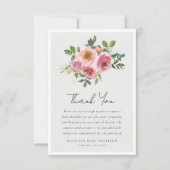 ピンクローズフローラ悔やみや弔慰葬儀 サンキューカード (正面)