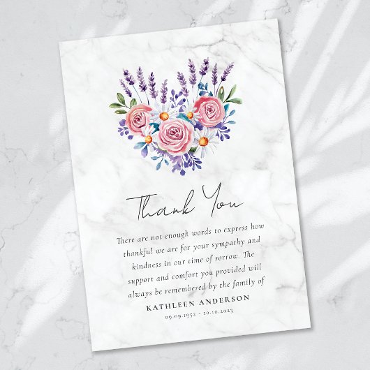 ピンクローズフローラ悔やみや弔慰葬儀 サンキューカード