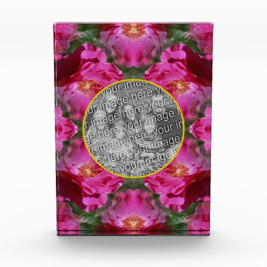 ピンクローズフローラ抽象芸術の追加 フォトブロック (正面)