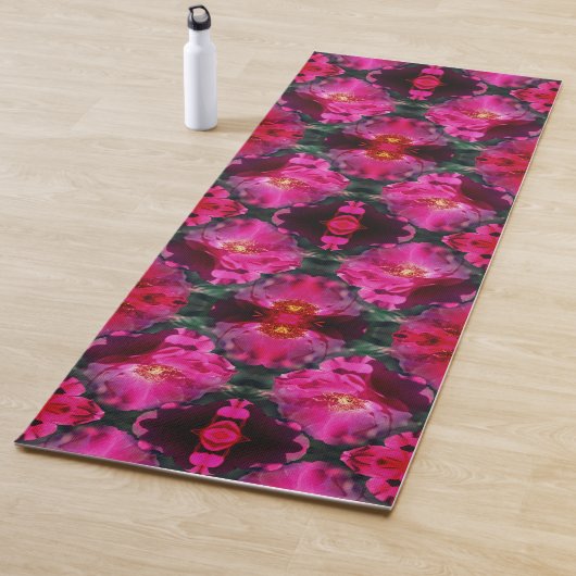ピンクローズフローラ抽象芸術アート ヨガマット (インサイチュ)