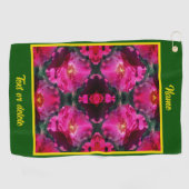 ピンクローズフローラ抽象芸術アーパーソナライズされたト ゴルフタオル (横)