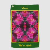 ピンクローズフローラ抽象芸術アーパーソナライズされたト ゴルフタオル (正面)