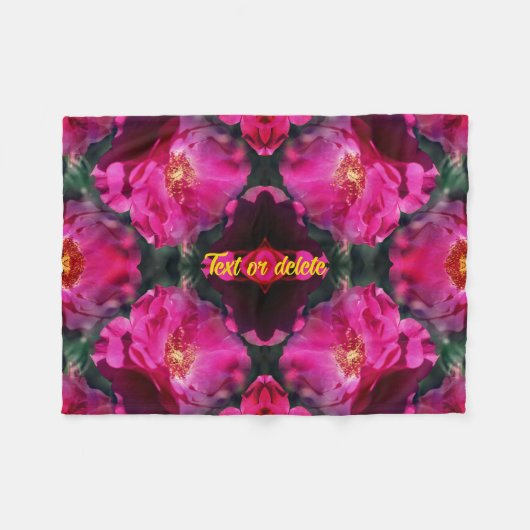 ピンクローズフローラ抽象芸術アーパーソナライズされたト フリースブランケット (正面(横))