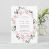 ピンクローズフローラ植物学ブライダルシャワー 招待状 (スタンド正面)